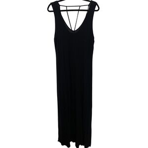 Pink Republic Maxi Dress XL Minimalist Strappy Back Black Slit